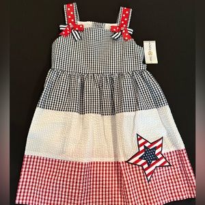 Girls Counting Daisies Red, White & Blue dress - size 5